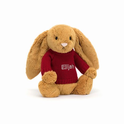 Jellycat Bashful Golden Conejo with Red Jumper | RVLK-02615